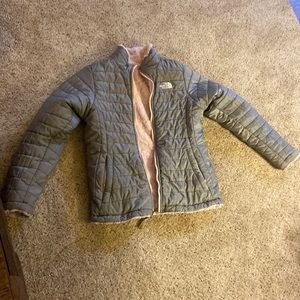 North face reversible gray/pink small jacket